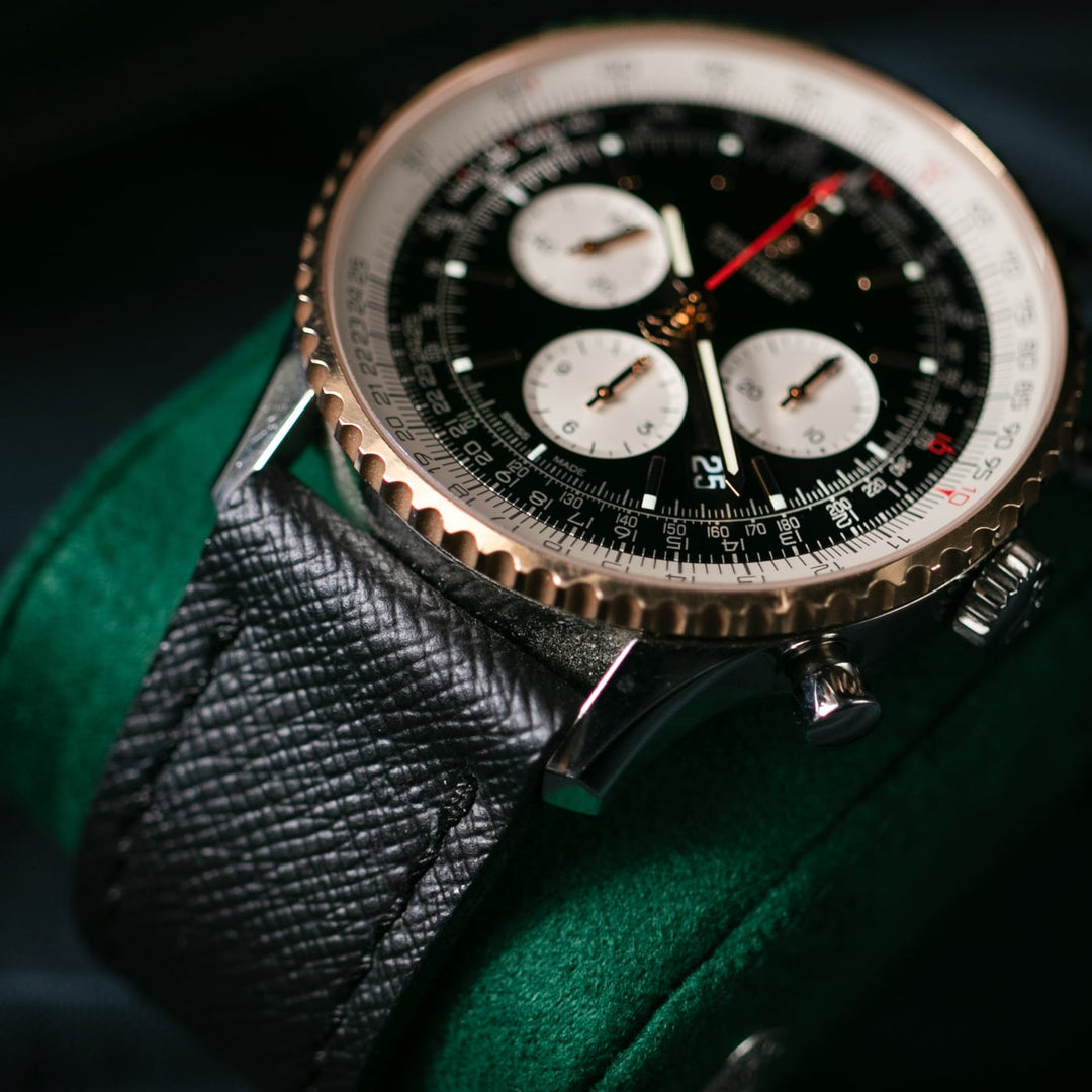 Custom Made Leather Watch Strap - Piano Black Saffiano
