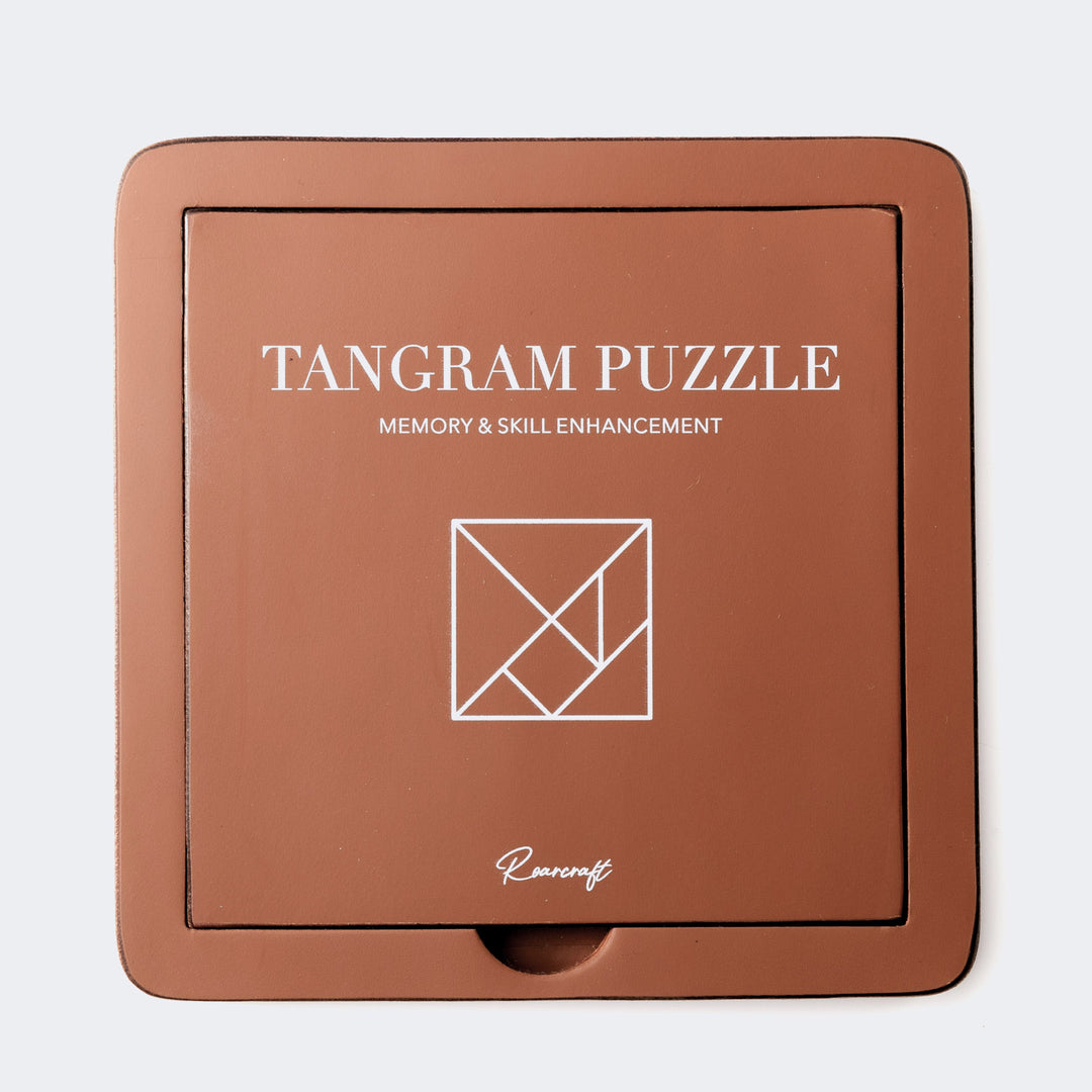 Leather Tangram Puzzle Set Brown