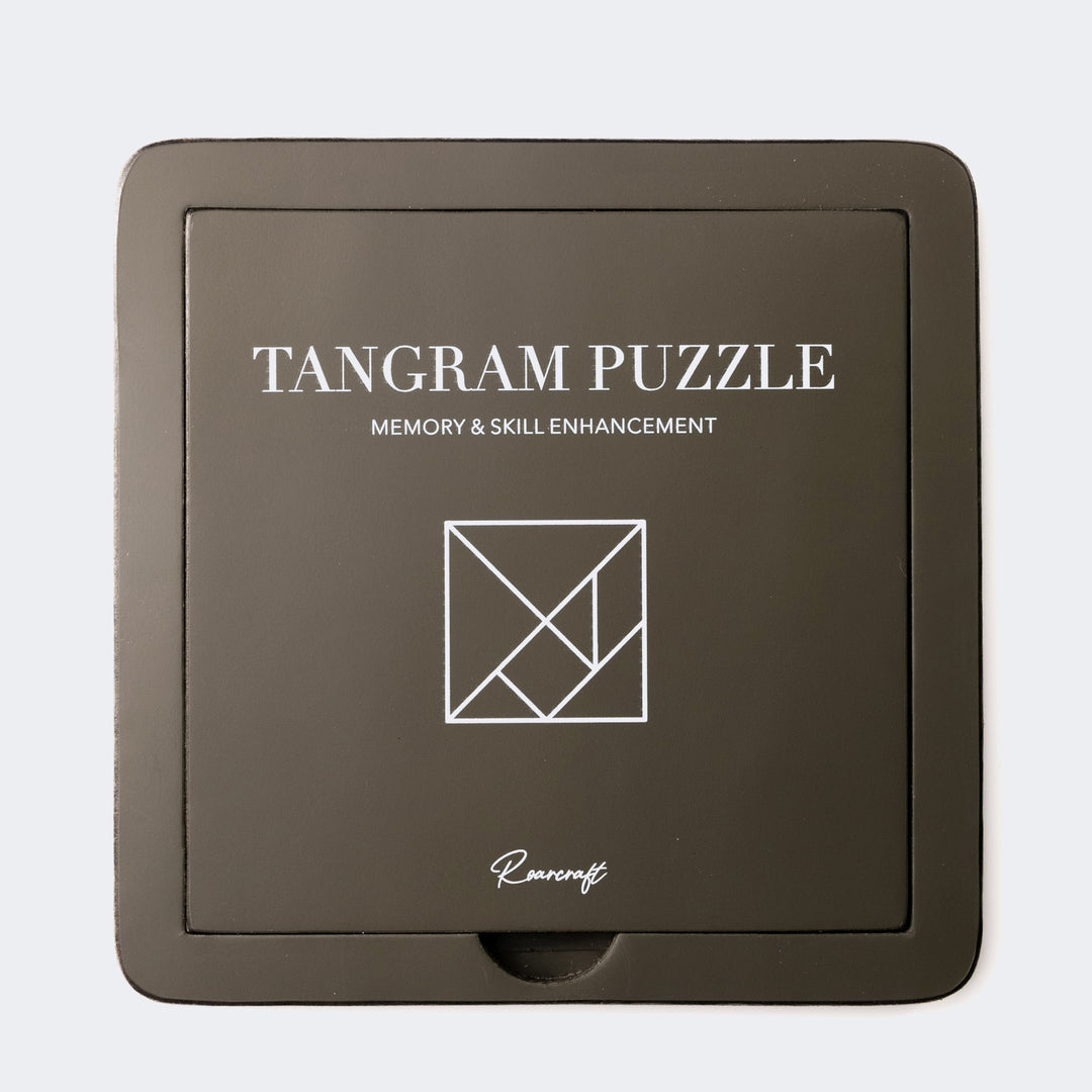 Leather Tangram Puzzle Set Green
