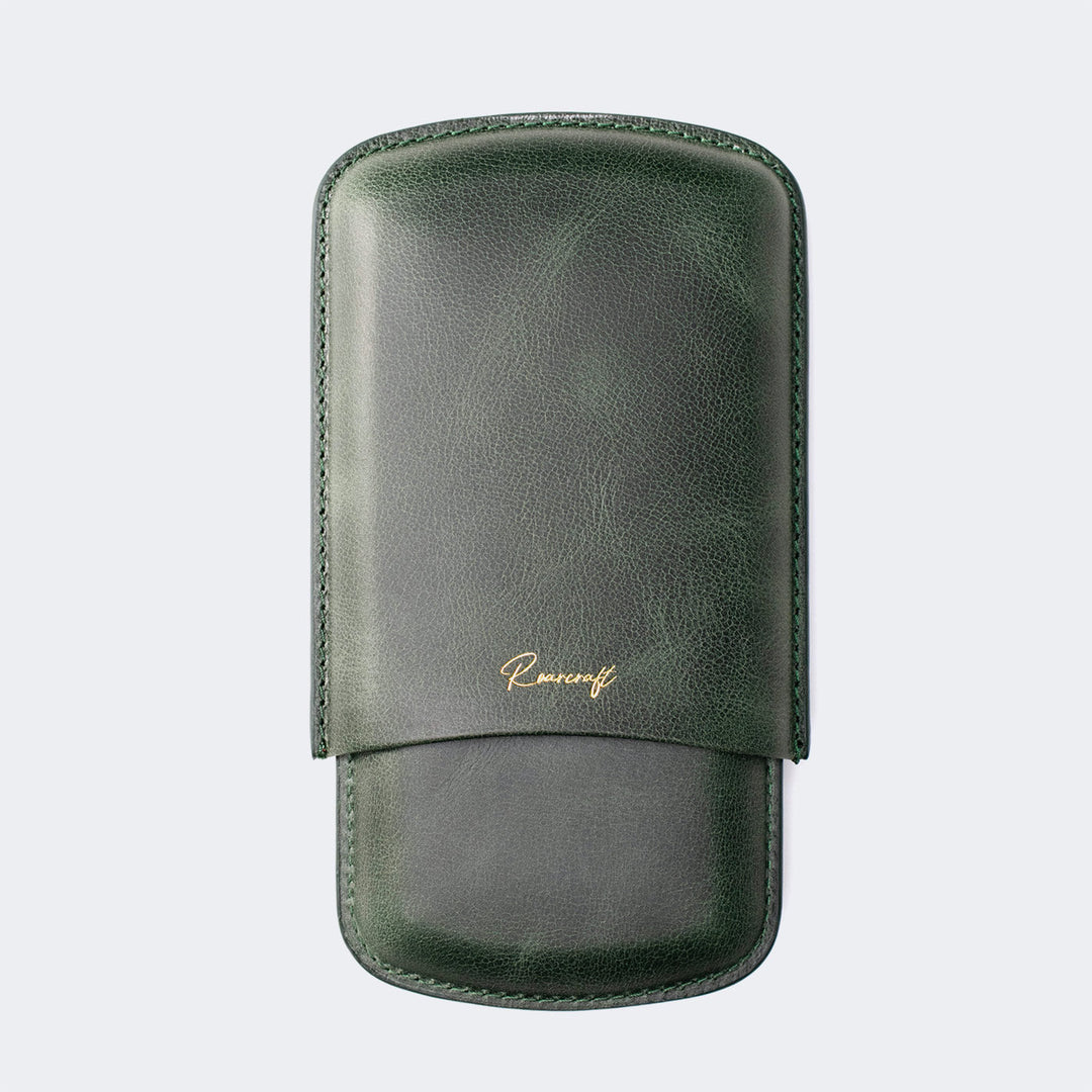 Leather Cigar Case for 3 - Emerald