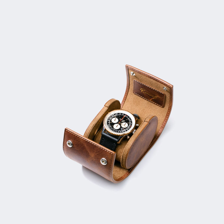 Watch Case - 1 Watch Tobacco Leather Roll