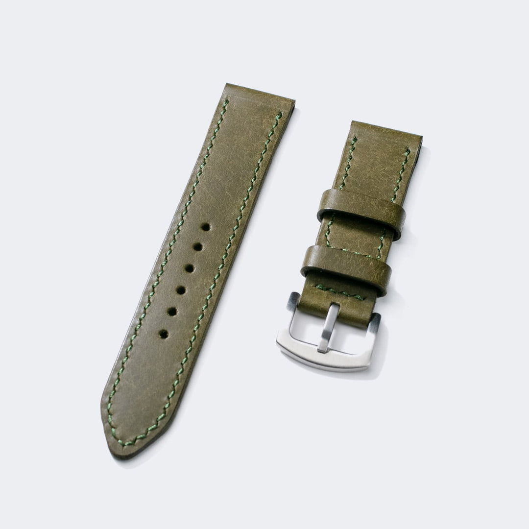 Custom Made Leather Watch Strap - Olive Green Pueblo