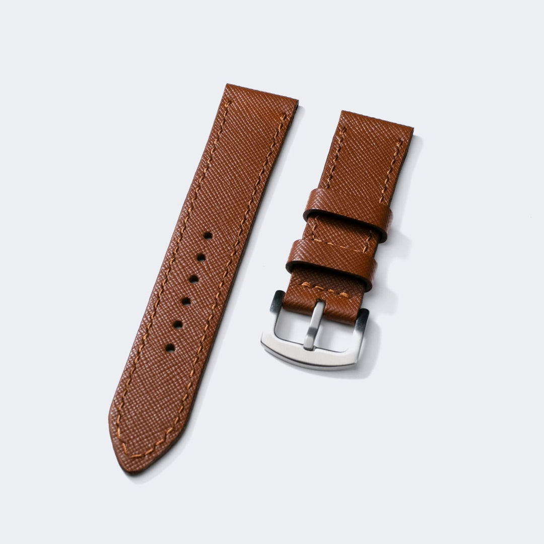 Custom Made Leather Watch Strap - Chocolate Saffiano