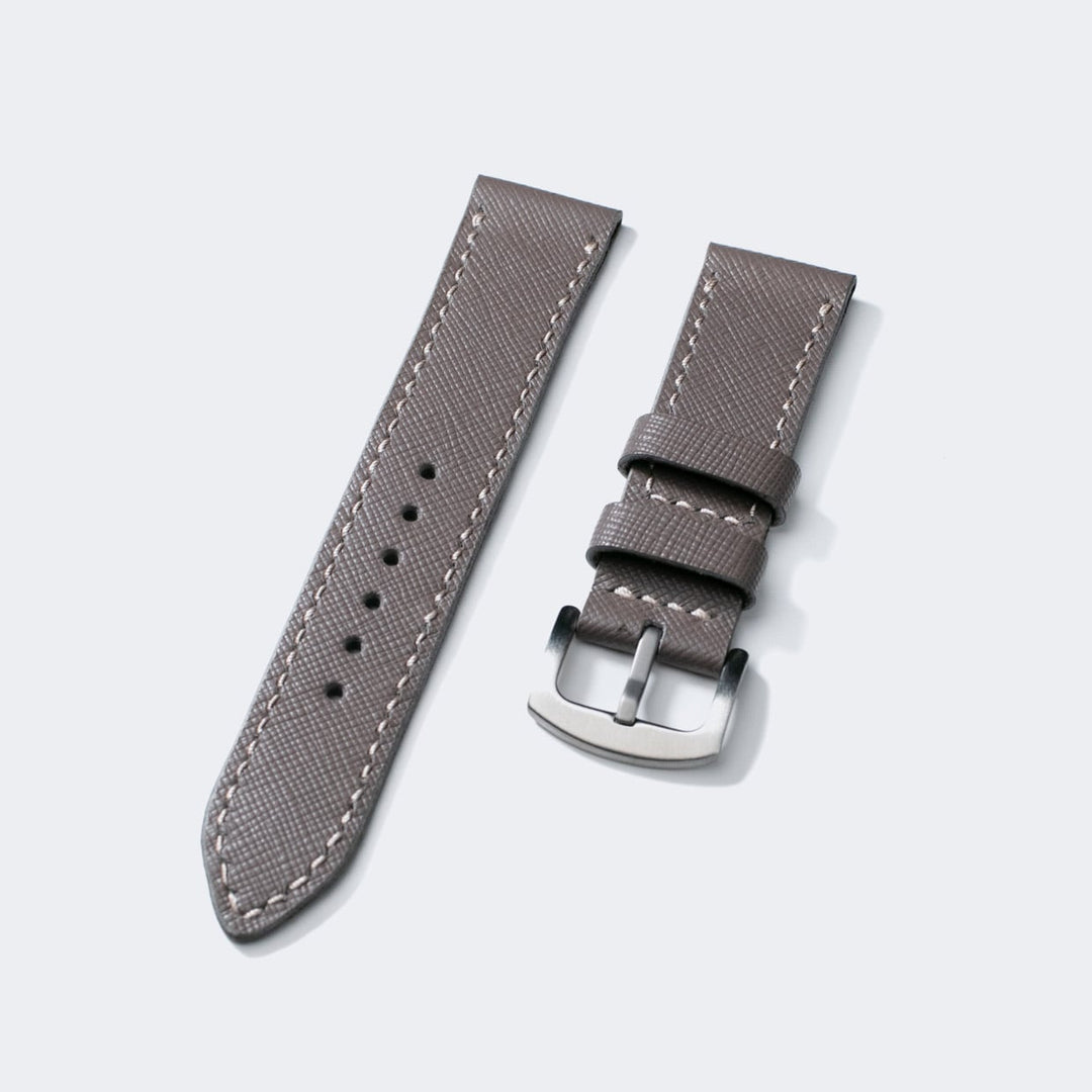 Custom Made Leather Watch Strap - Ash Gray Saffiano