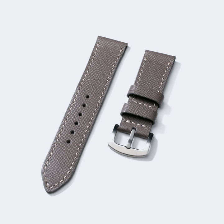 Custom Made Leather Watch Strap - Ash Gray Saffiano