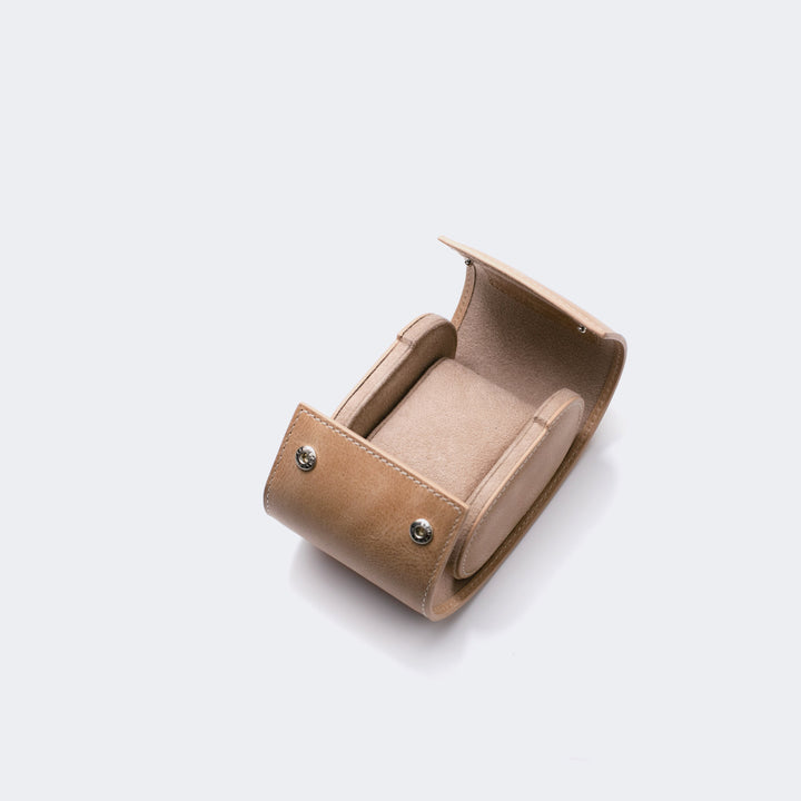 Watch Case - 1 Watch Beige Leather Roll