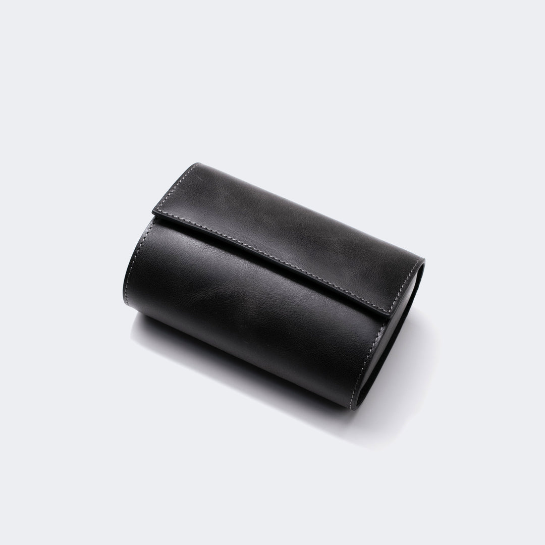 Leather Travel Watch Case - Coal - Double Watch Roll Default Title #MWS Options 2