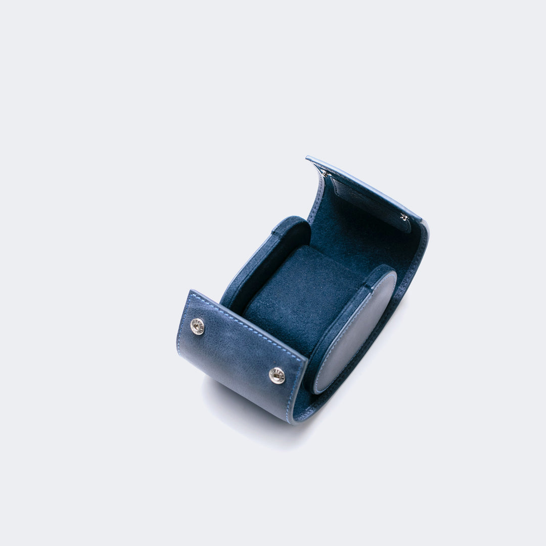Watch Case - 1 Watch Blue Leather Roll