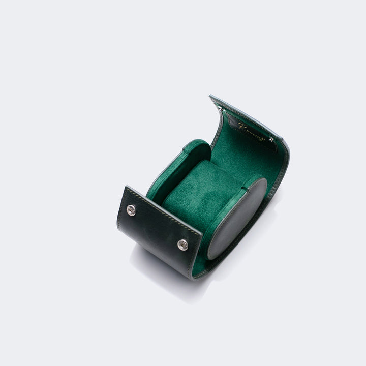 Watch Case - 1 Watch Emerald Leather Roll