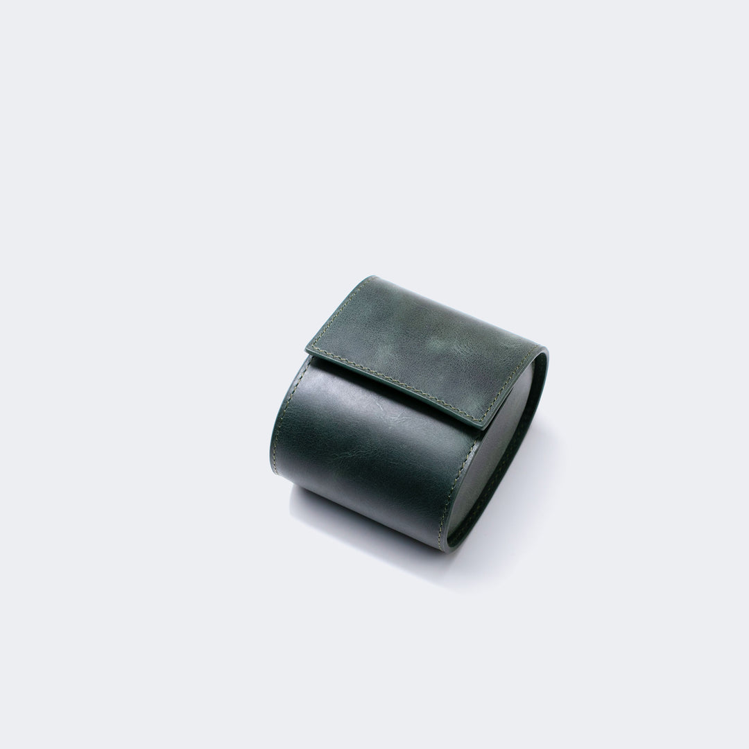 Watch Case - 1 Watch Emerald Leather Roll