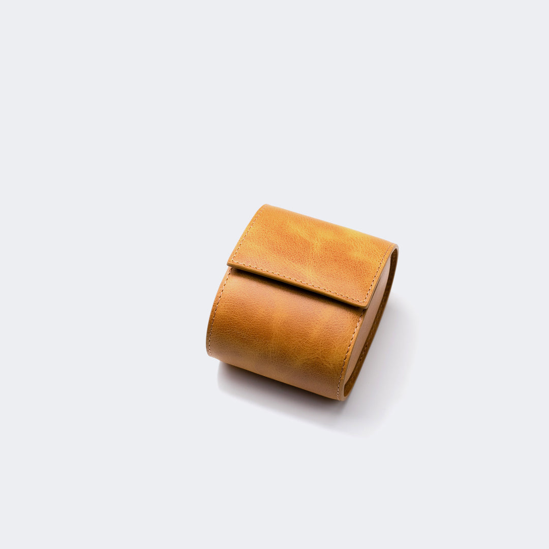 Watch Case - 1 Watch Mustard Leather Roll