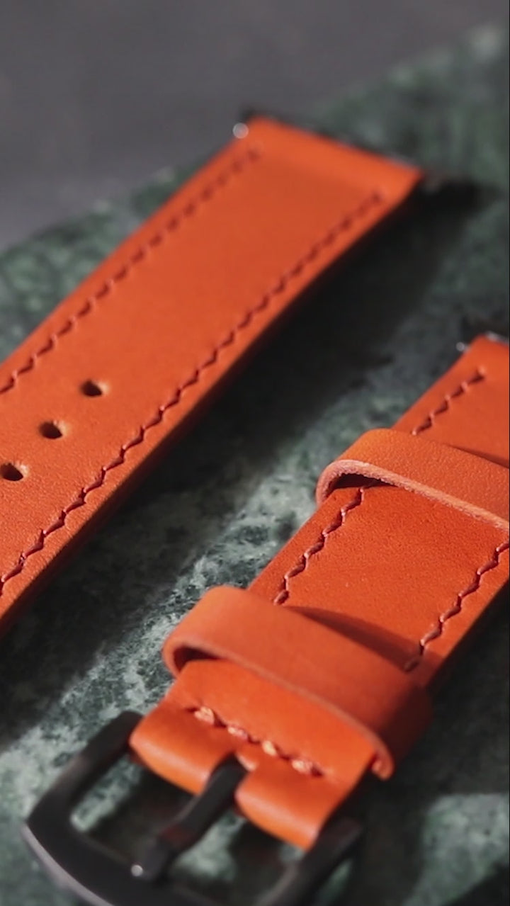 Custom Made VegTan Leather Watch Strap - Orange