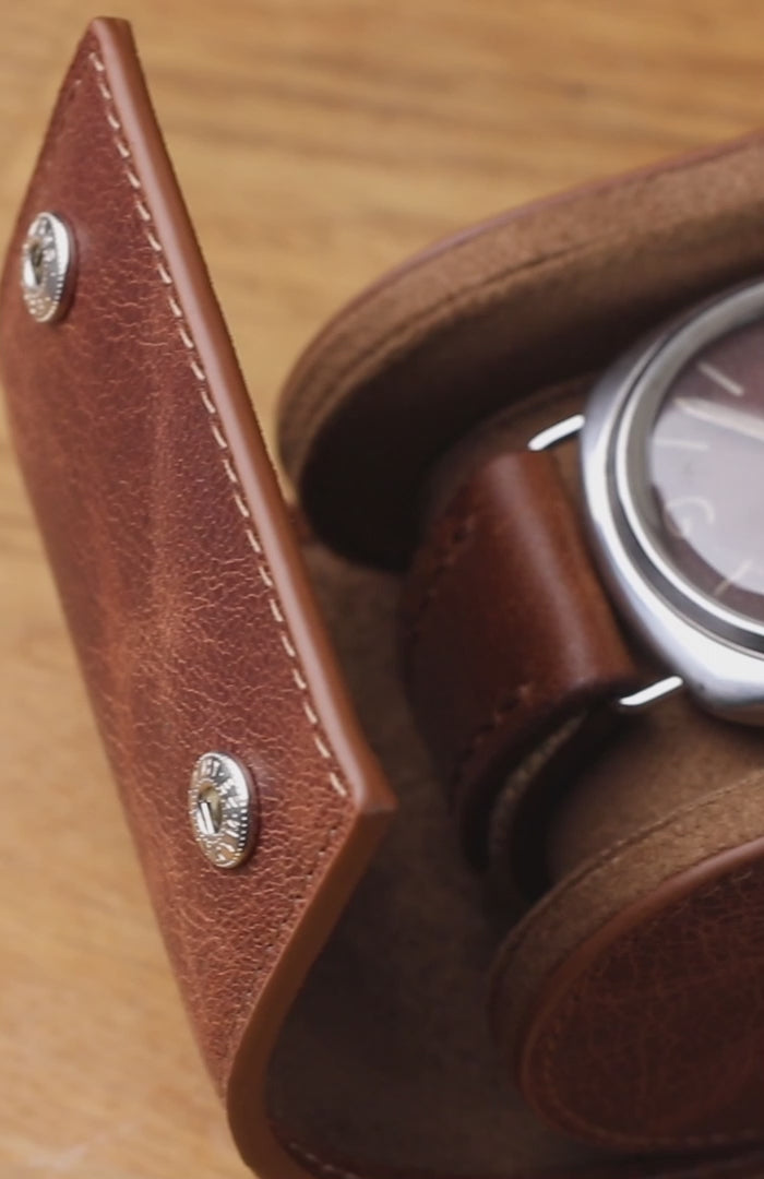 Watch Case - 1 Watch Tobacco Leather Roll