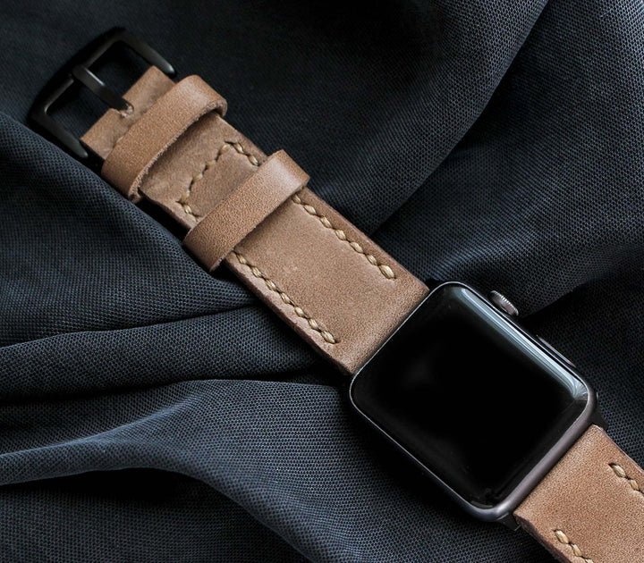 Custom Made Apple Watch Strap - Dark Beige