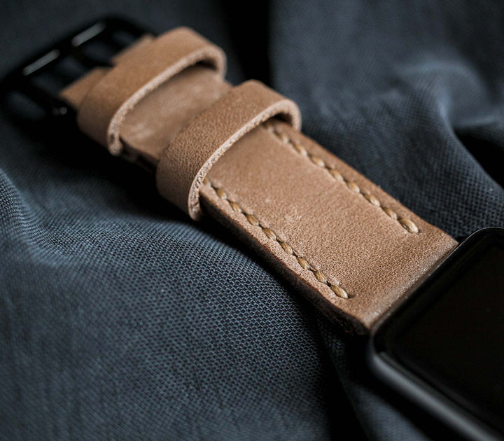 Custom Made Apple Watch Strap - Dark Beige