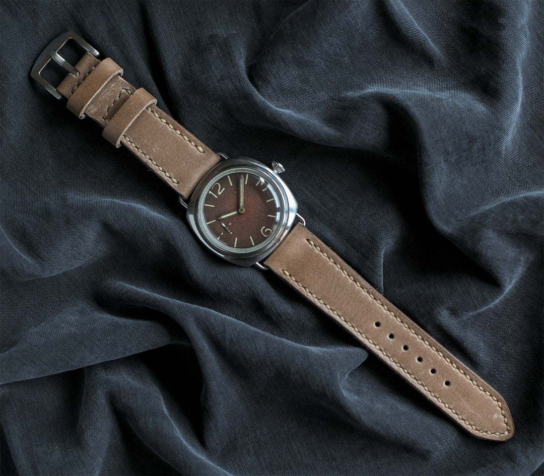 Custom Made Leather Watch Strap - Dark Beige