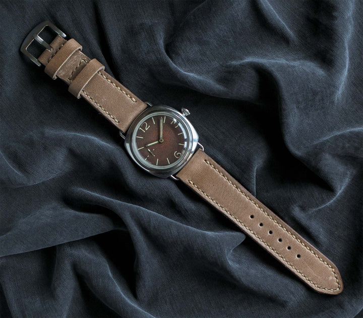 Custom Made Leather Watch Strap - Dark Beige