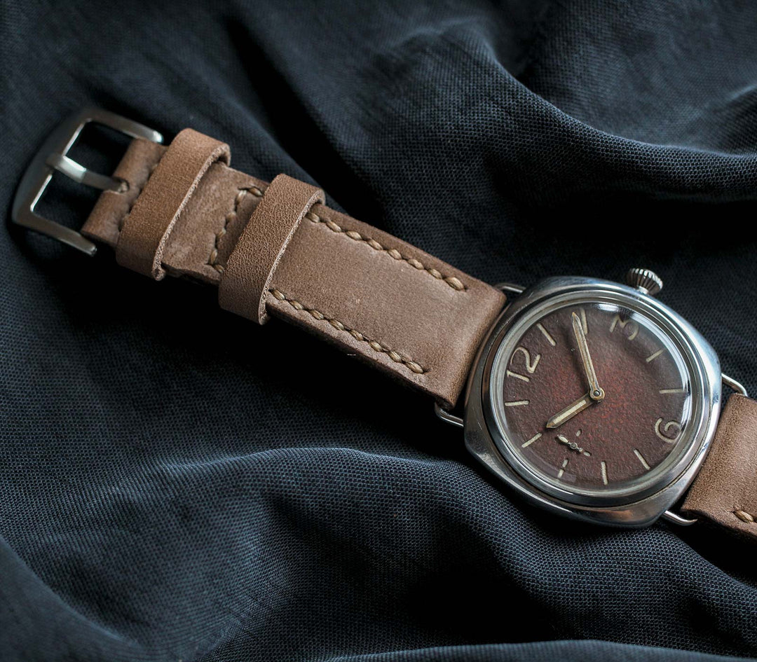 Custom Made Leather Watch Strap - Dark Beige