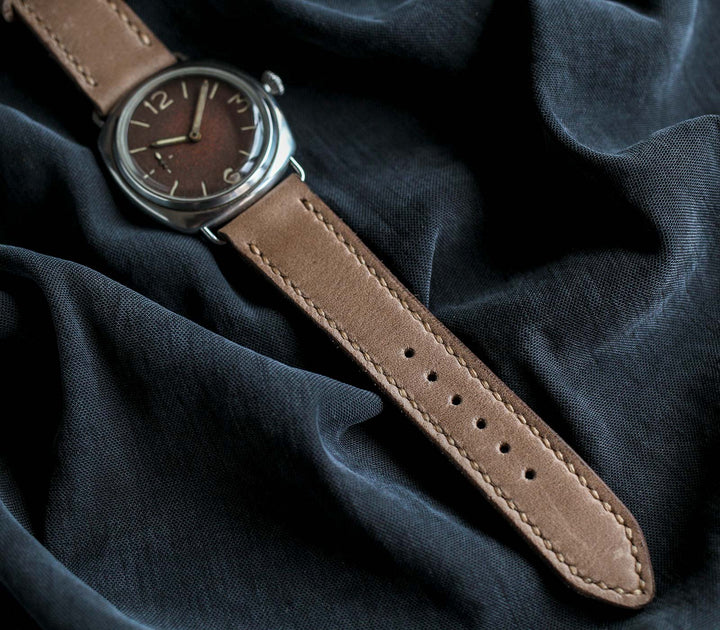 Custom Made Leather Watch Strap - Dark Beige
