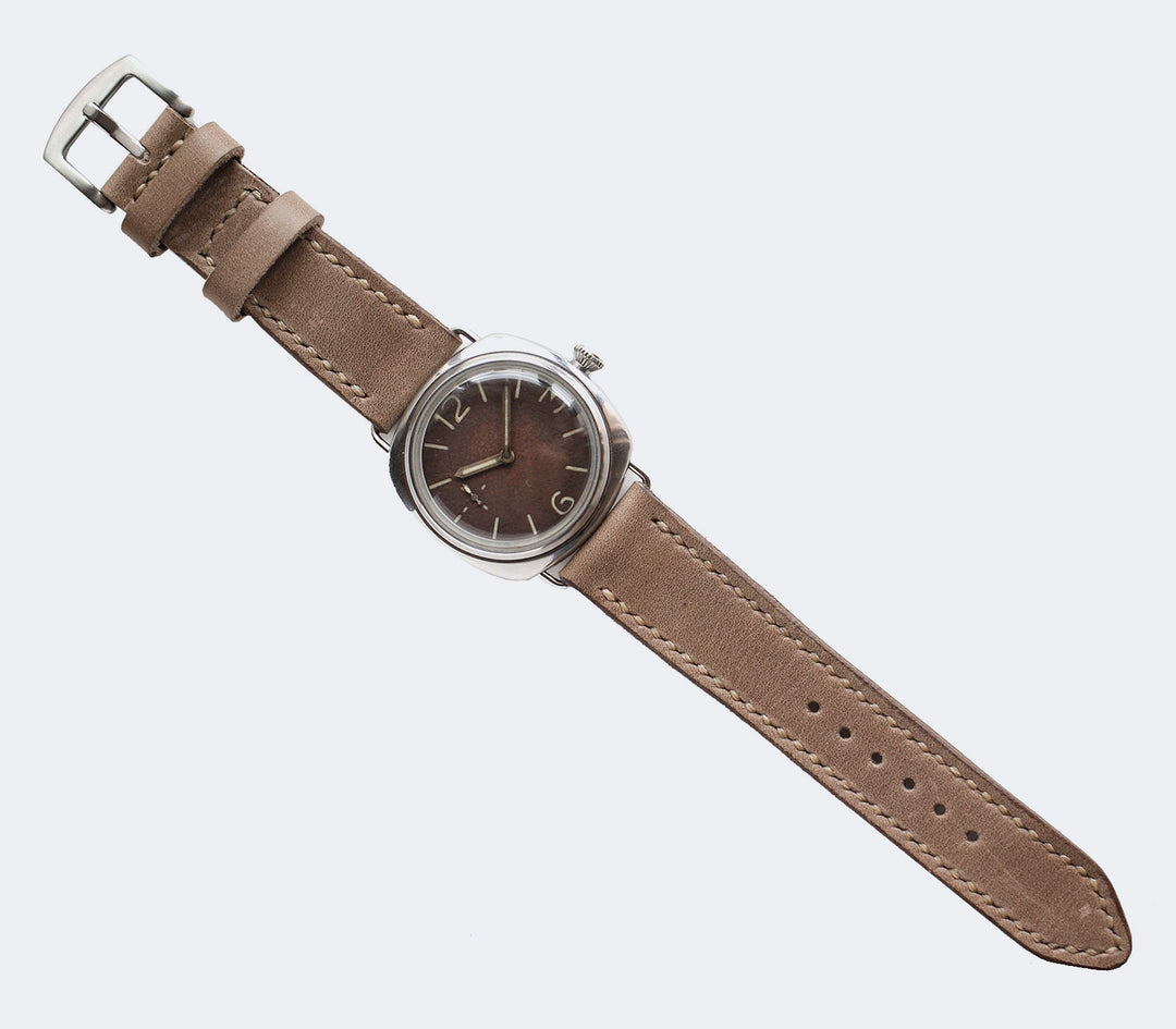 Custom Made Leather Watch Strap - Dark Beige