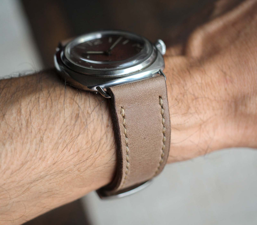 Custom Made Leather Watch Strap - Dark Beige