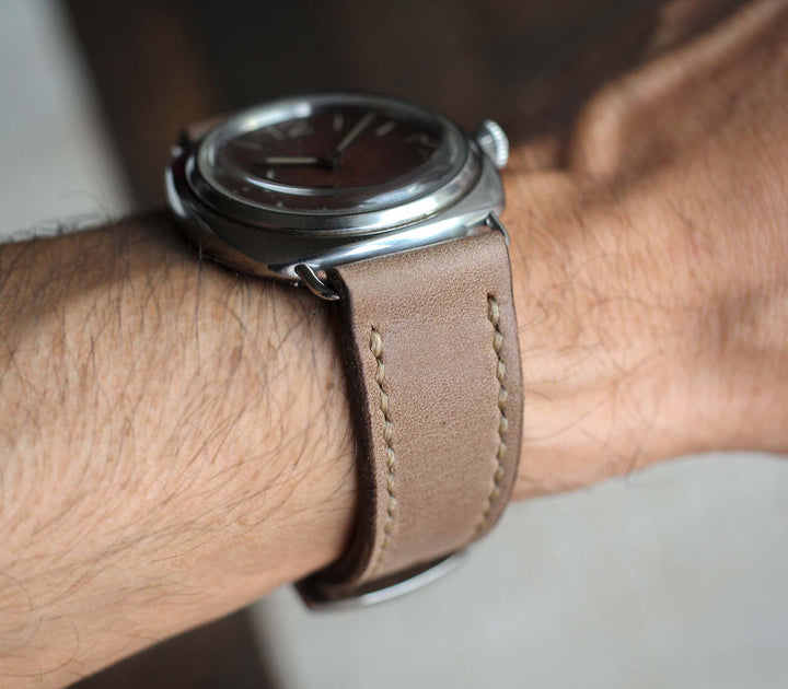 Custom Made Leather Watch Strap - Dark Beige