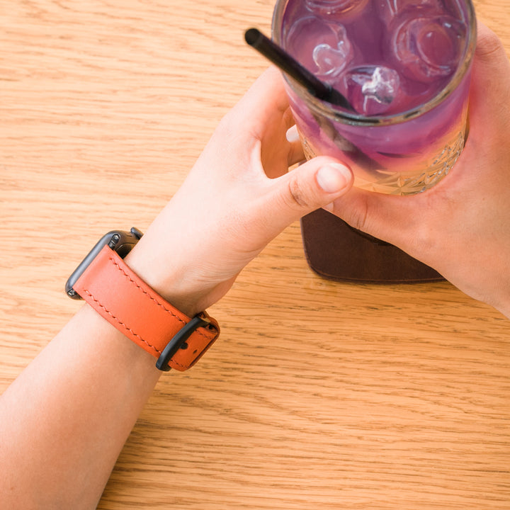 Custom Made VegTan Leather Watch Strap - Orange