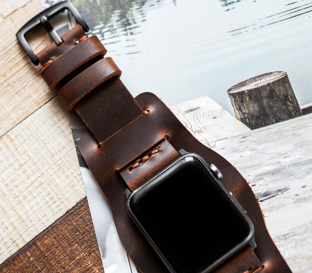 Apple Watch Minimal Bund Strap - Antique Brown