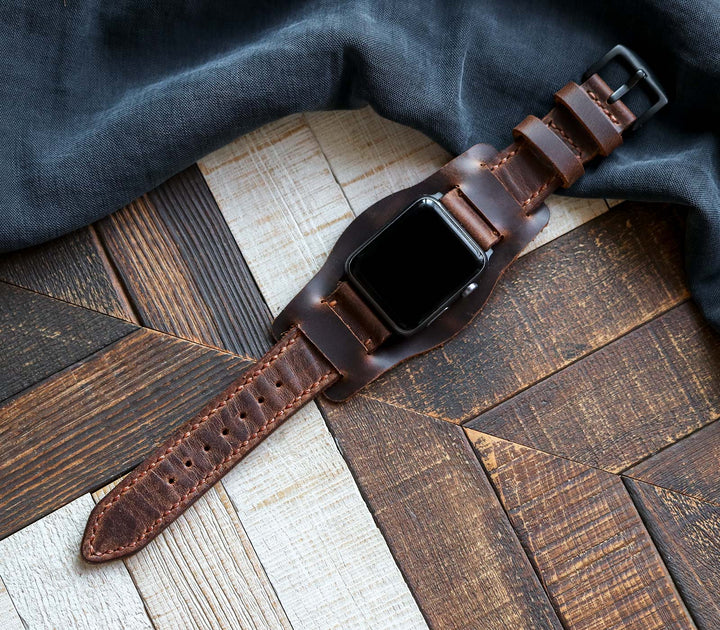 Custom Made Apple Watch Bund Strap - Antique Brown