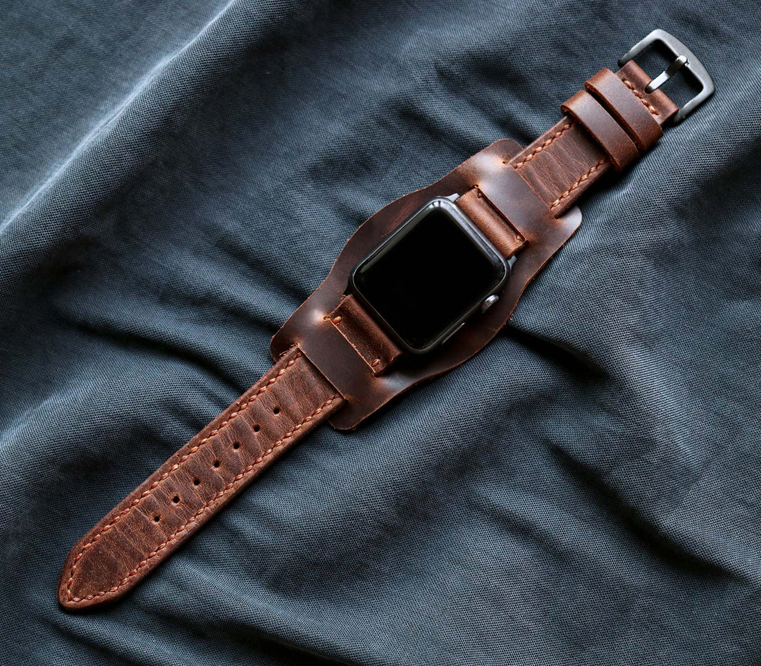 Custom Made Apple Watch Bund Strap - Antique Brown