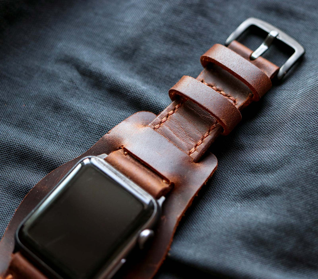 Custom Made Apple Watch Bund Strap - Antique Brown
