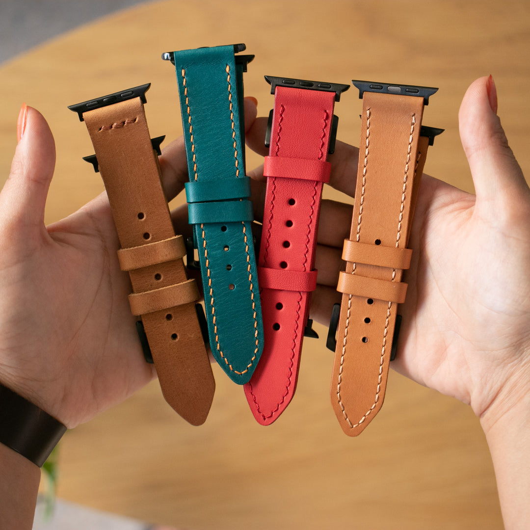 Custom Made VegTan Leather Watch Strap - Apricot