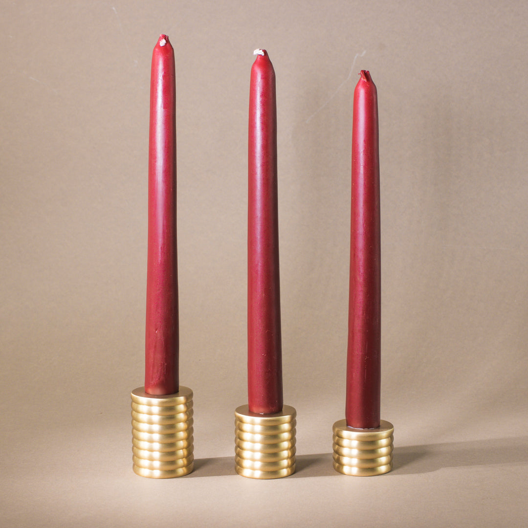 Brass Cylinder Candlestick - Set of 3