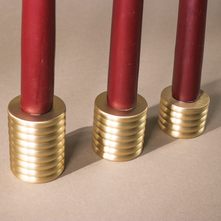 Brass Cylinder Candlestick - Set of 3