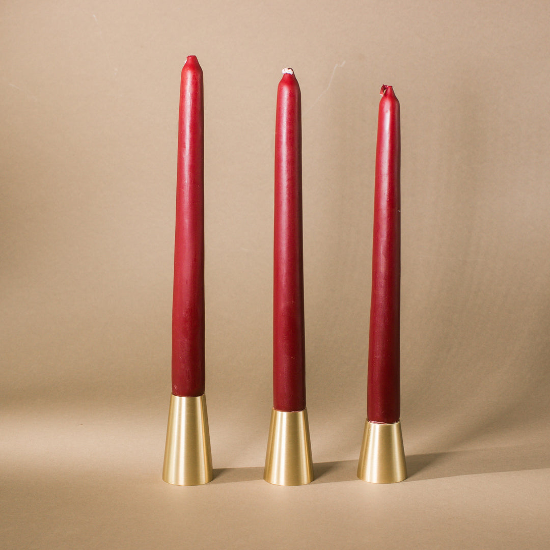 Brass Conical Candlestick - Set of 3