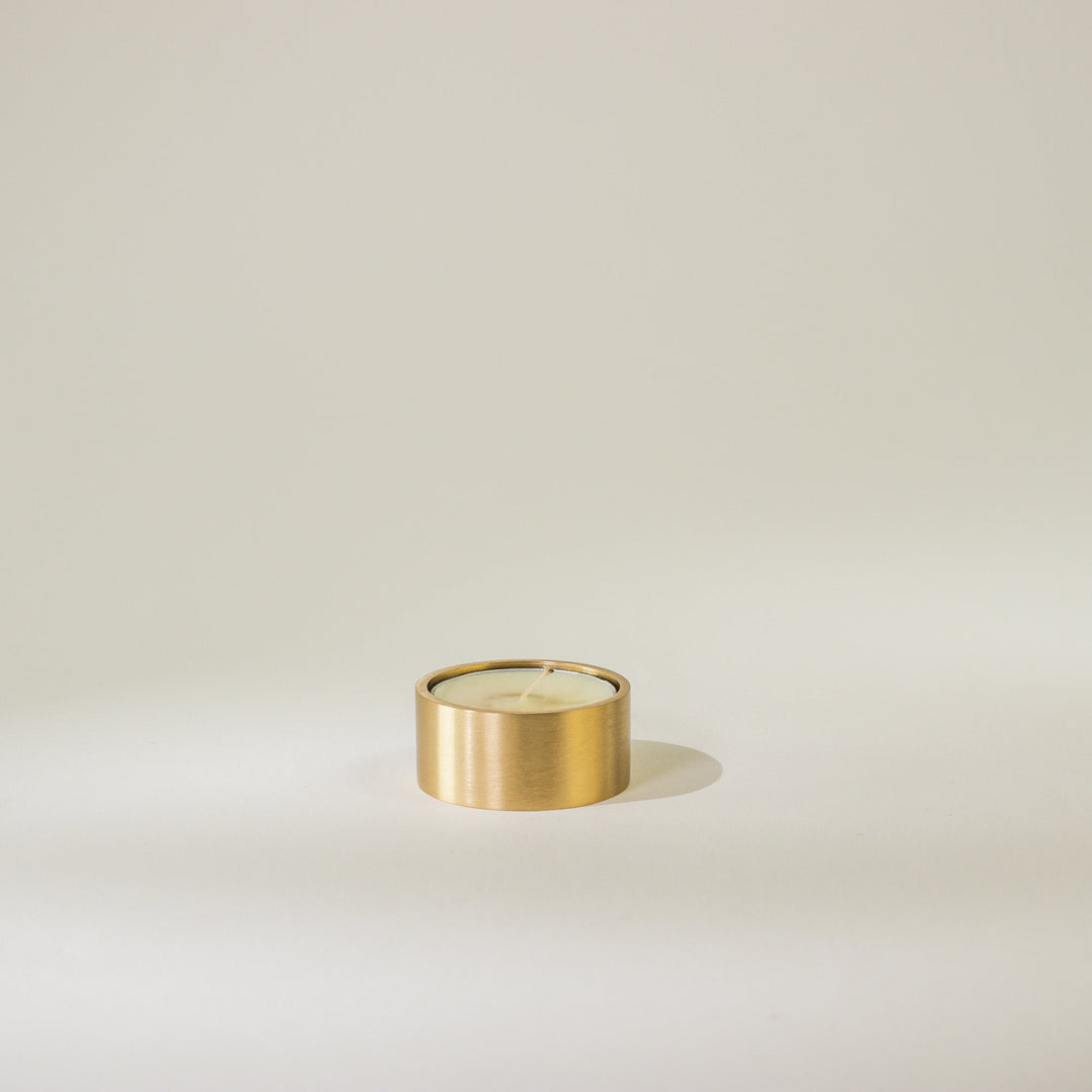 Brass Tealight Holder with Candle Snuffer - Set of 2