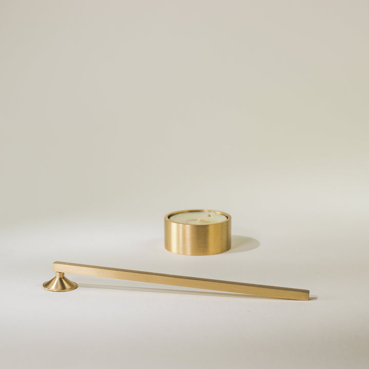 Brass Tealight Holder with Candle Snuffer - Set of 2