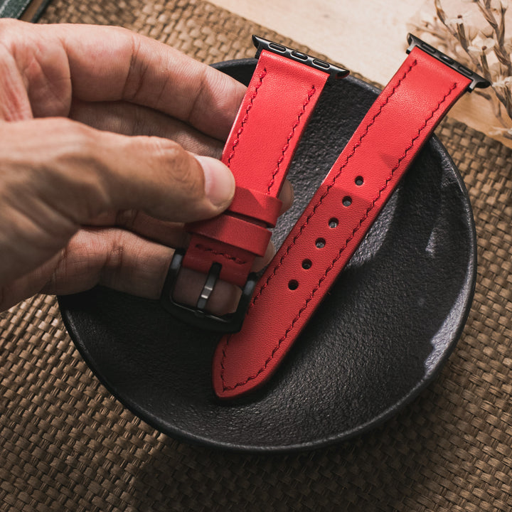 VegTan Leather Apple Watch Strap - Carmine