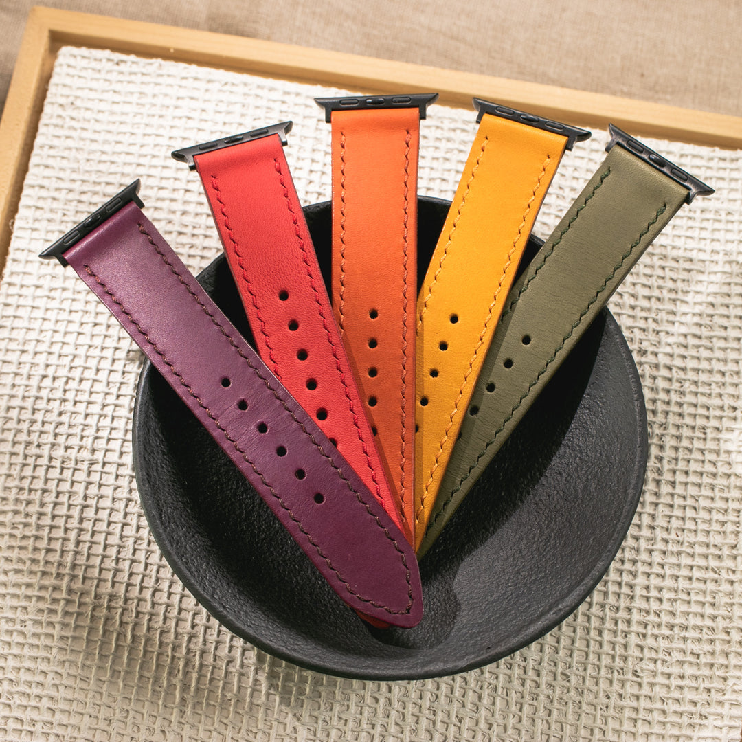 VegTan Leather Apple Watch Strap - Carmine