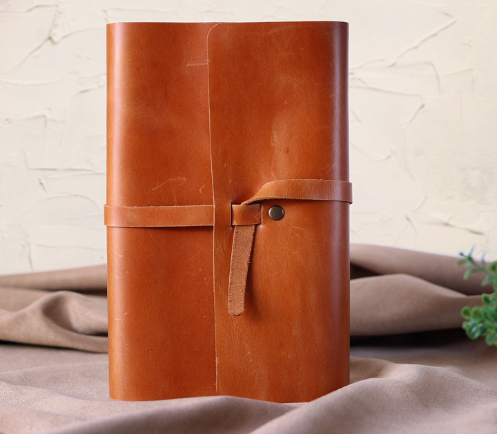 Handmade Leather Book Cover Cognac