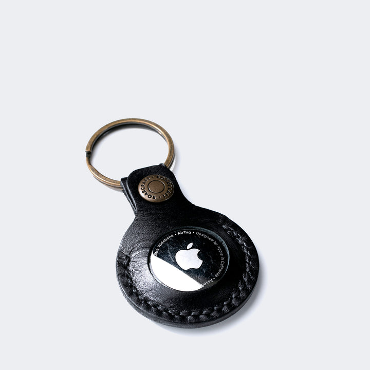 Leather Airtag Case - Key Ring Black 