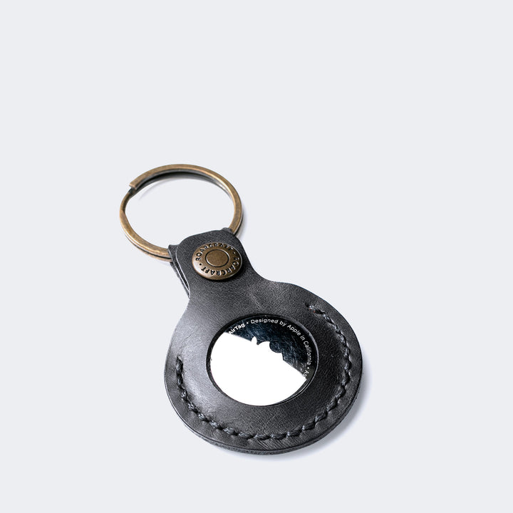 Leather Airtag Case - Key Ring Coal 