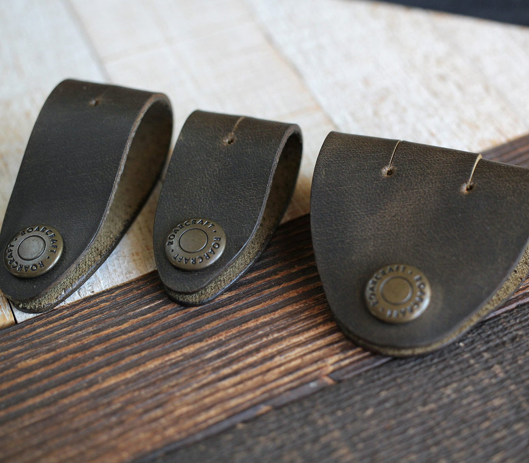 Leather Cable Organizer - Set of 3 Green