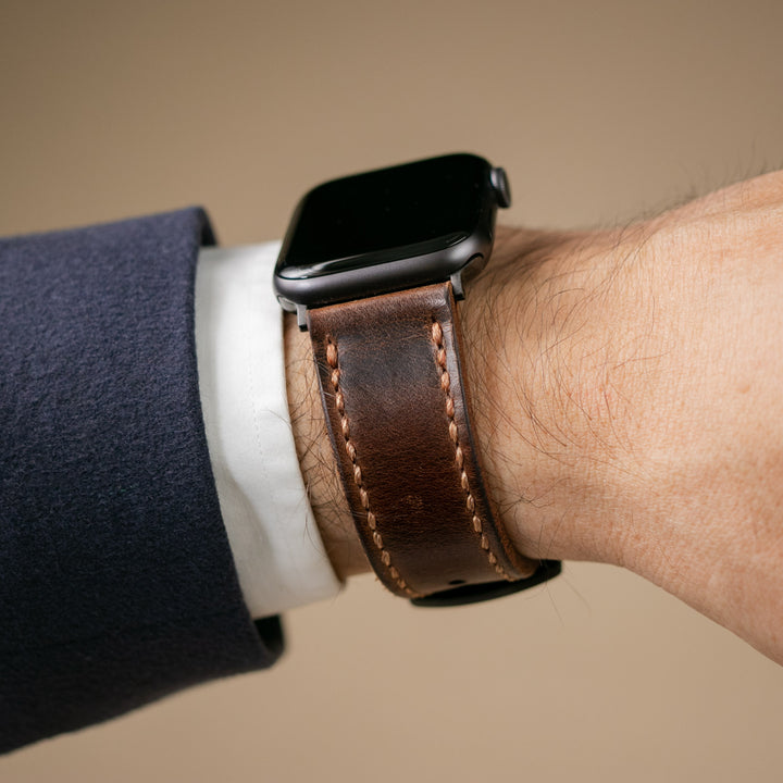 Custom Made Apple Watch Bund Strap - Antique Brown