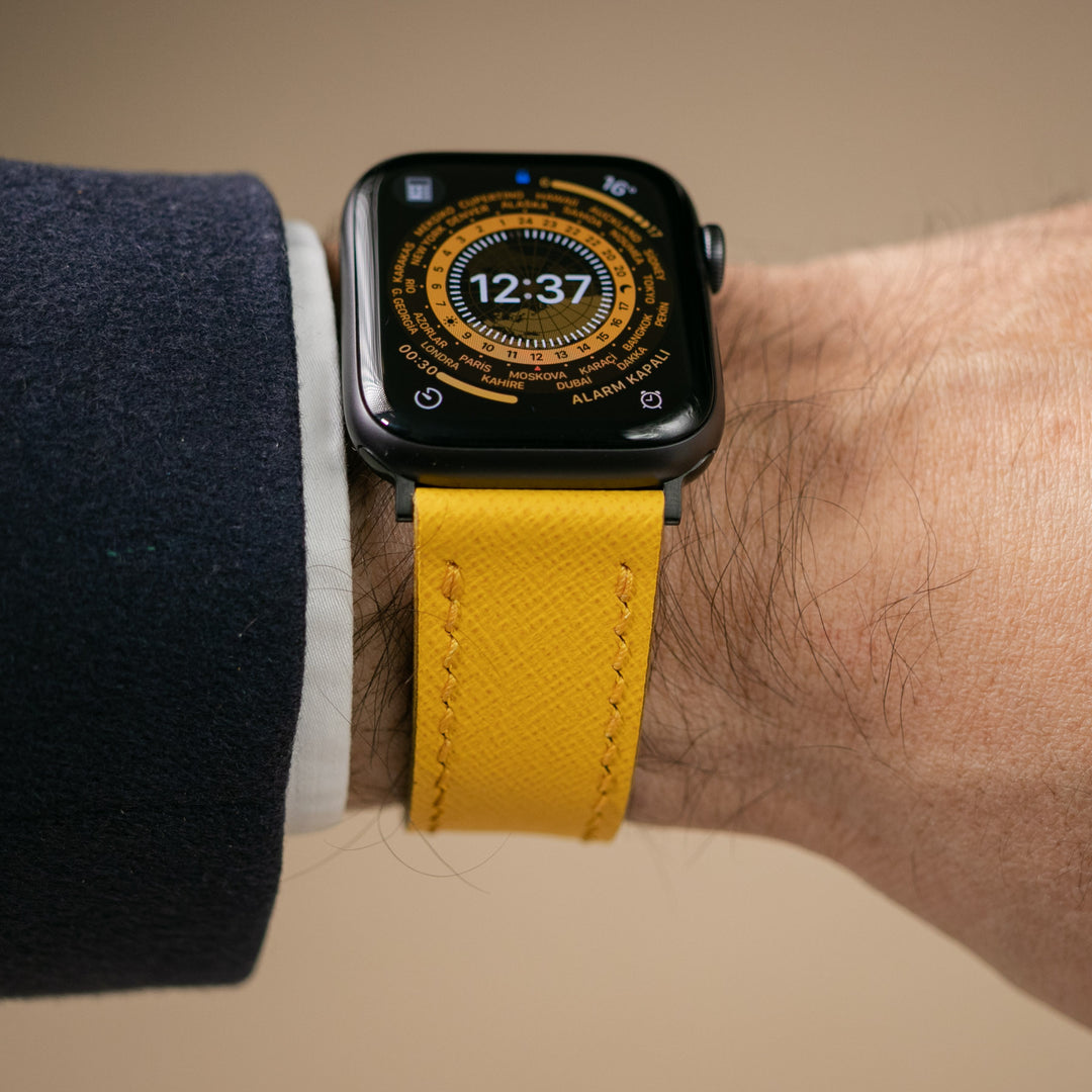 Custom Made Apple Watch Strap - Lemon Saffiano