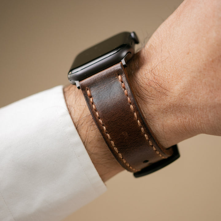 Custom Made Apple Watch Bund Strap - Antique Brown