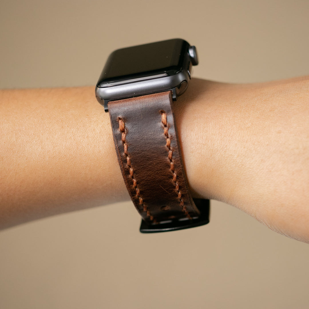 Custom Made Apple Watch Bund Strap - Antique Brown