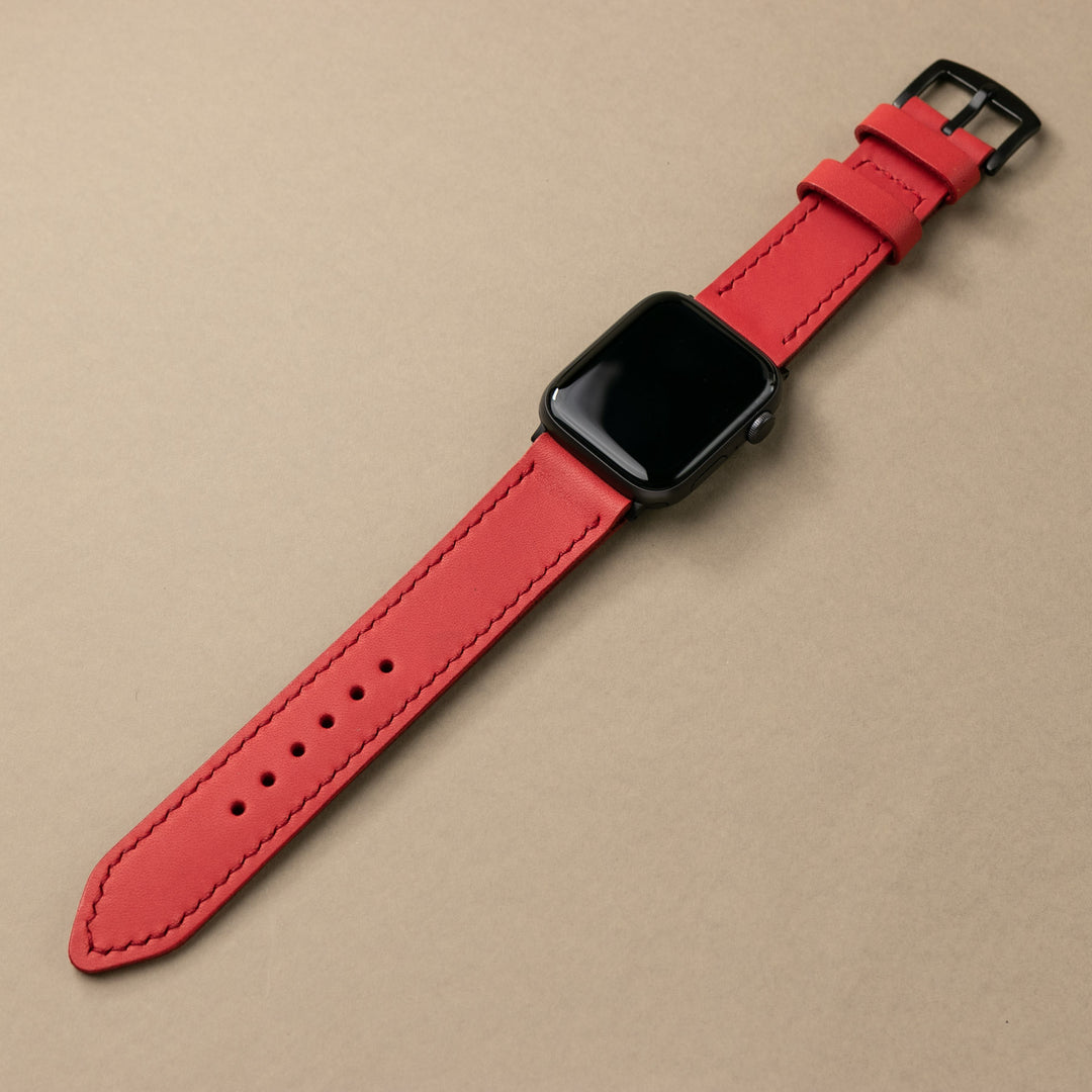 VegTan Leather Apple Watch Strap - Carmine
