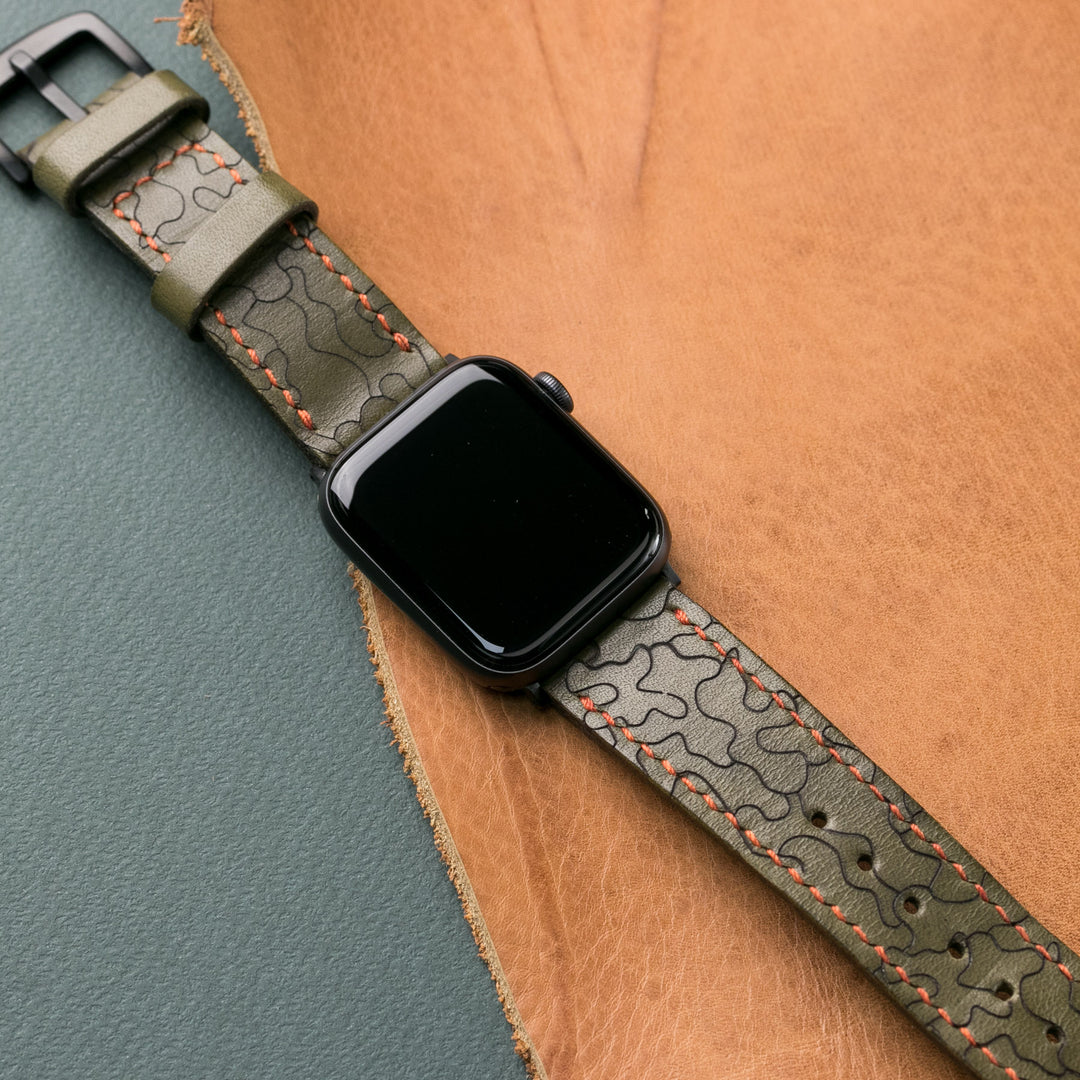 VegTan Leather Apple Watch Strap - Camouflage