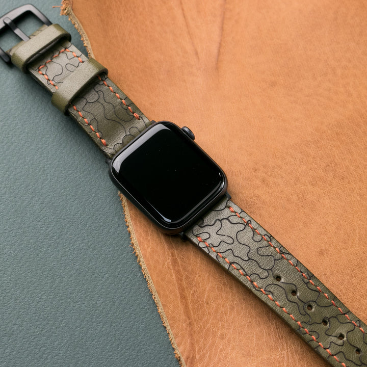 VegTan Leather Apple Watch Strap - Camouflage